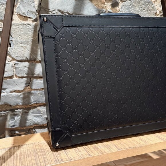 Gucci Black Leather Guccissima GG Embossed Trunk Suitcase - Picture 3 of 16